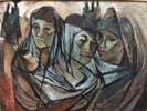 Three Women, Blue Rebozos